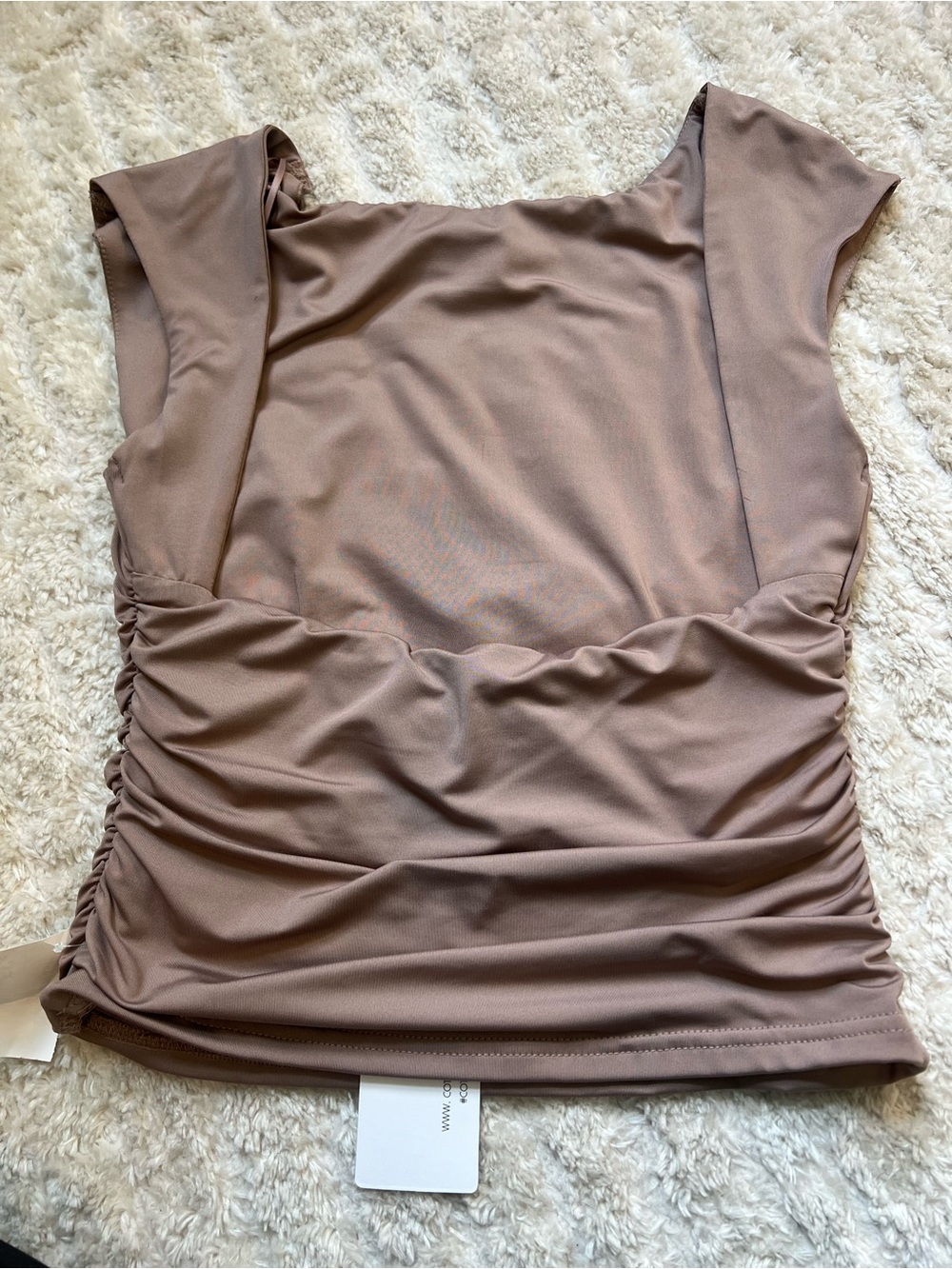 NWT Ruched Top in Taupe - Picture 2 of 5